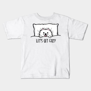 Let's Get Cozy Cute White Pomeranian Kids T-Shirt